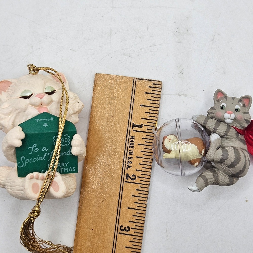Vintage Cat‎ Christmas Ornament Lot Special Friend Kitten Hamster - Picture 7 of 7